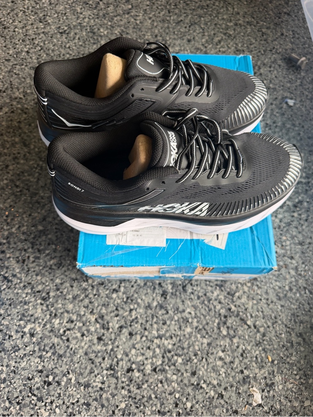 Hoka Men’s Black and White Bondi Running Shoes
